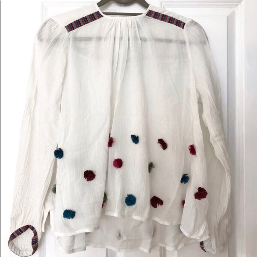 ZARA flowy pom pom top